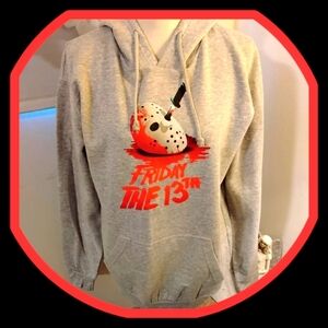 FRIDAY THE 13TH Gray Graphic Hooded Official Sweatshirt Unisex NWOTS
